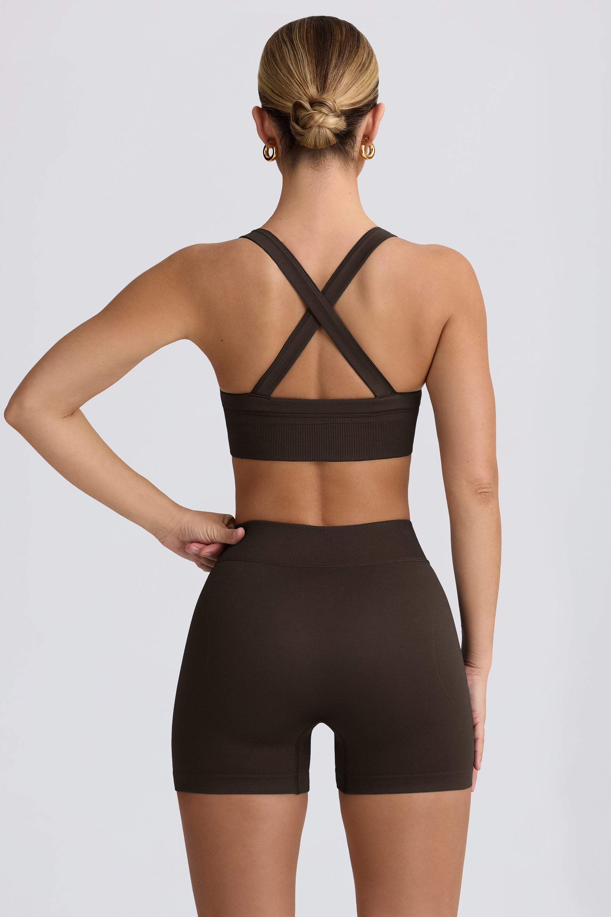 Super Sculpt Seamless Mini Shorts in Brown